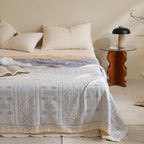 GeoSanft: Cotton blankets made from organic cotton with a modern geometric pattern & breathable structure – for sofa & bedroom