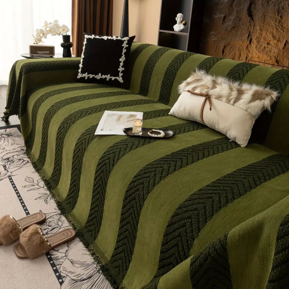 GeoWebart: Sofa Cover in Chevron Design Made of Breathable Microfiber with Geometric Pattern – for Sofa & Living Room