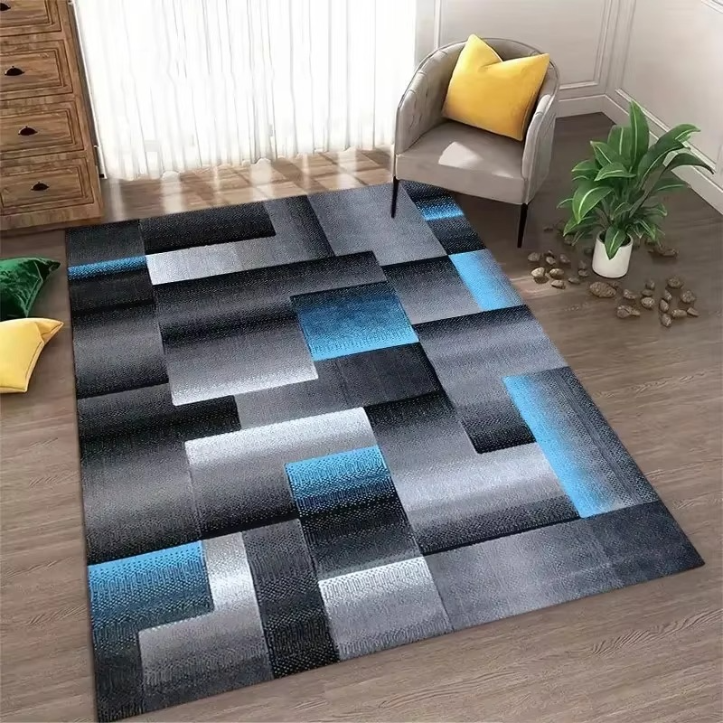 Area Rug Geometric Washable Non Slip Synthetic Fiber