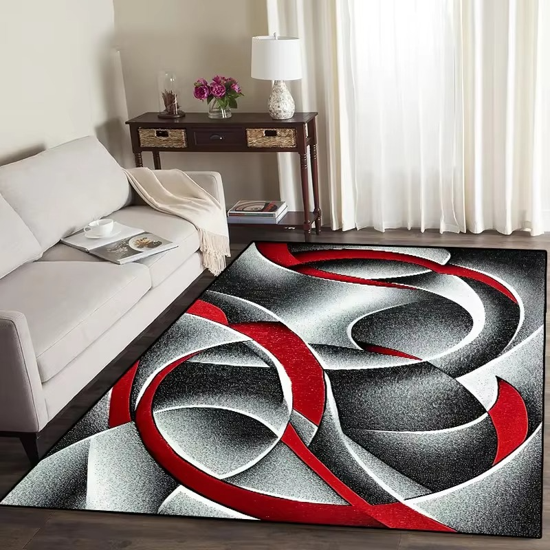 Area Rug Geometric Washable Non Slip Synthetic Fiber