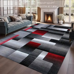 Area Rug Geometric Washable Non Slip Synthetic Fiber