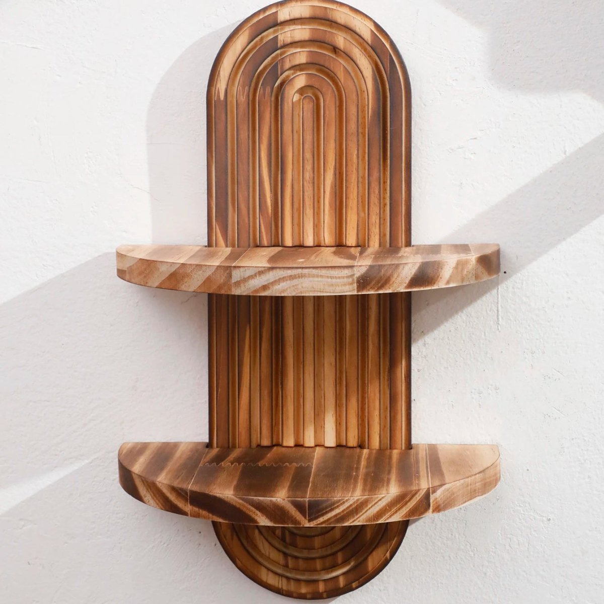 Floating Wood Shelves Geometric Wall Mounted Solid Wood Natural Finish