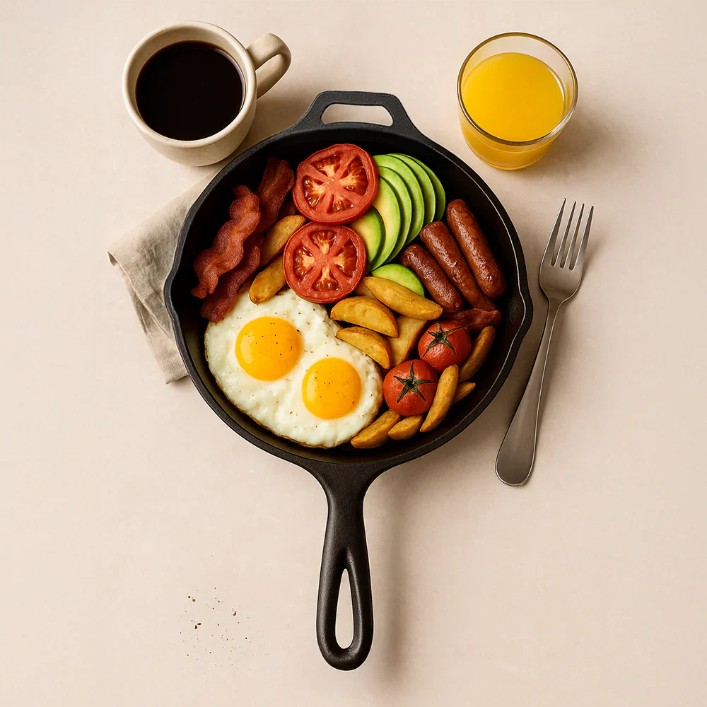 Iron Master 5-Piece Cast Iron Frying Pan Set – Robust Heavy Base & Optimal Heat Retention for Kitchen & Stove