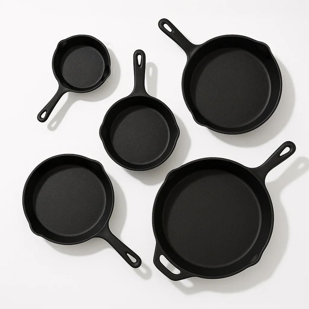 Iron Master 5-Piece Cast Iron Frying Pan Set – Robust Heavy Base & Optimal Heat Retention for Kitchen & Stove