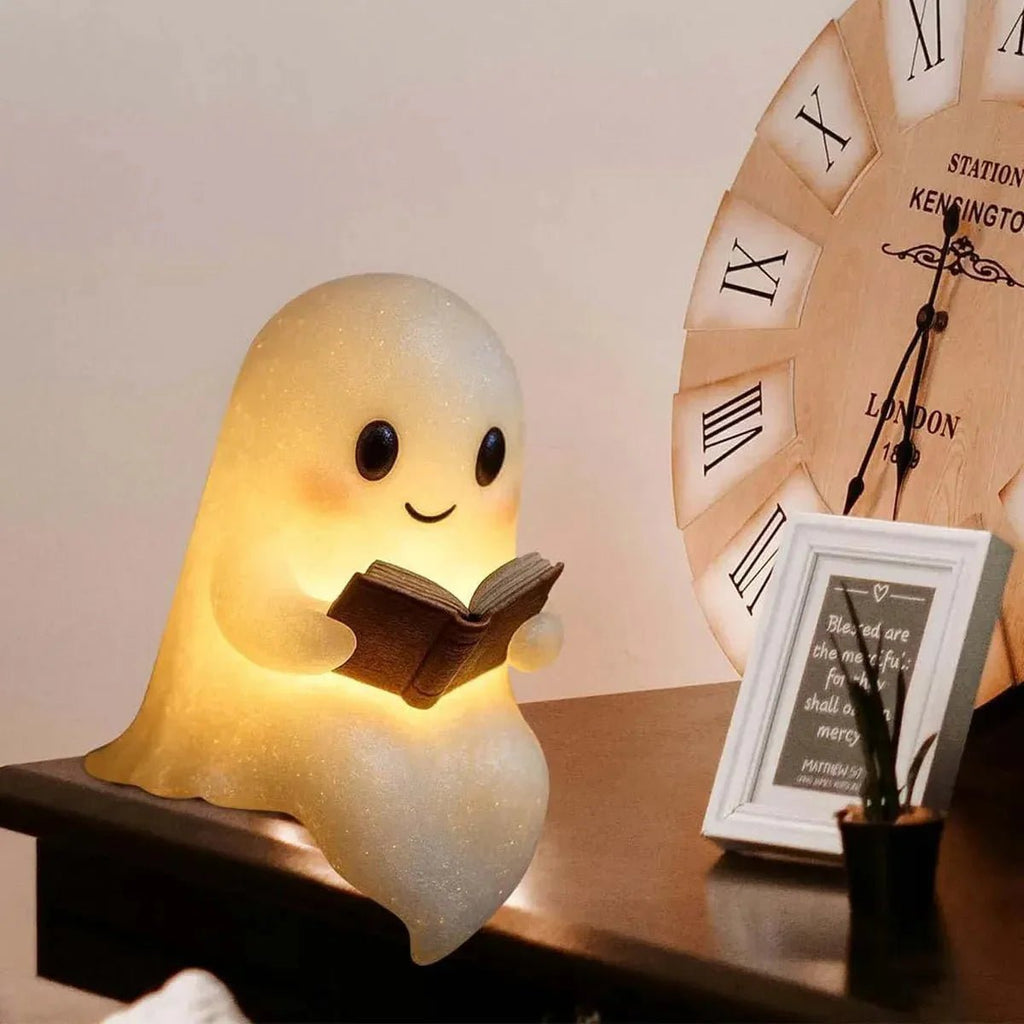 LED Reading Ghost Night Light Resin White Decorative Table Lamp