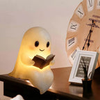 LED Reading Ghost Night Light Resin White Decorative Table Lamp
