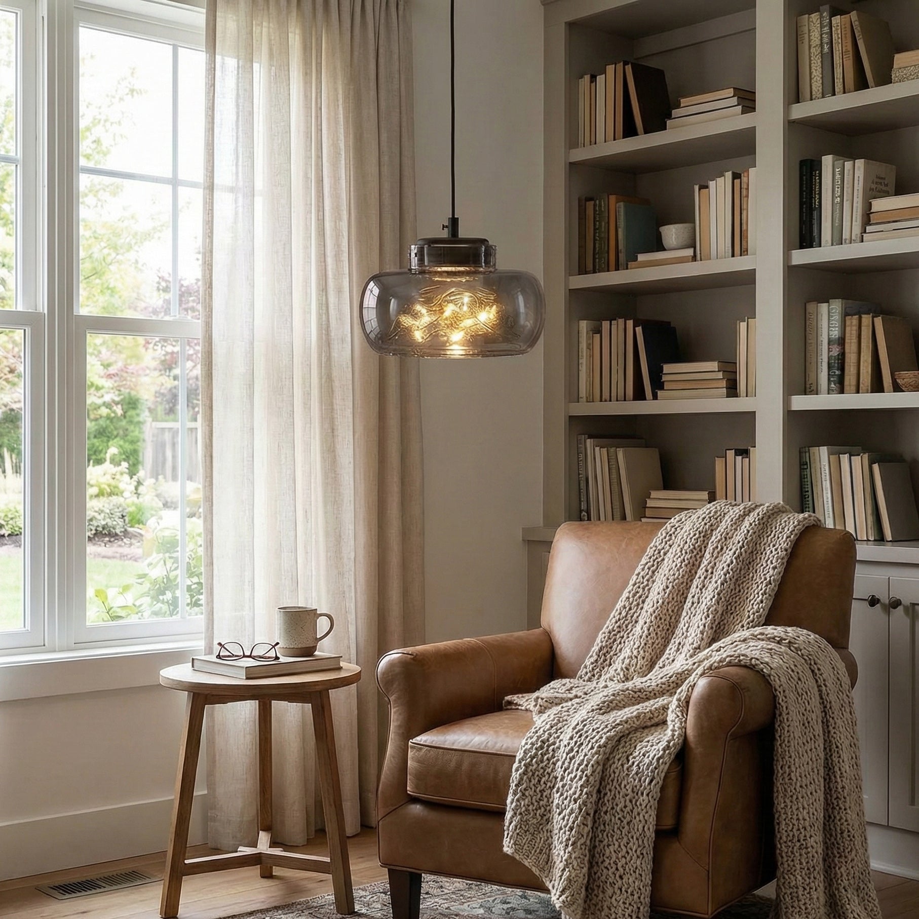 Glacier Textured Smoke Glass Pendant Lamp