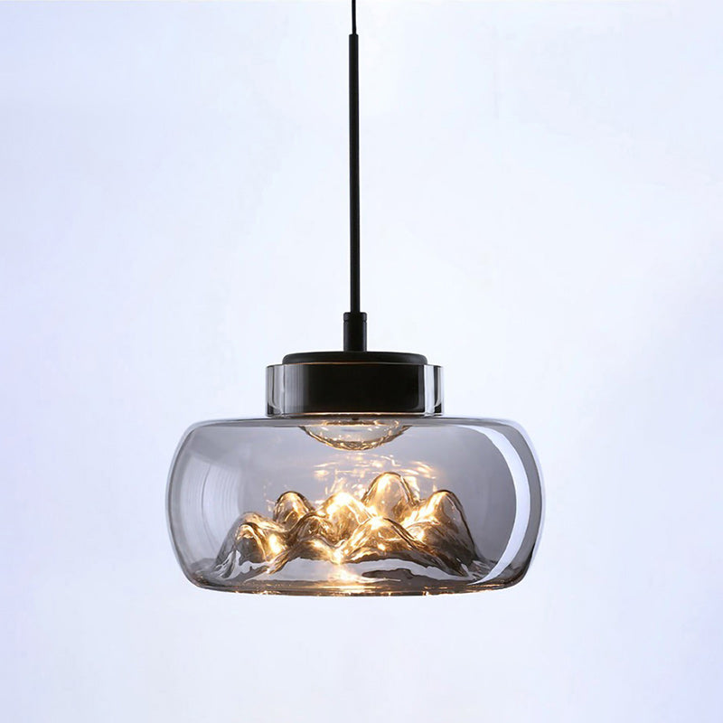 Glacier Textured Smoke Glass Pendant Lamp