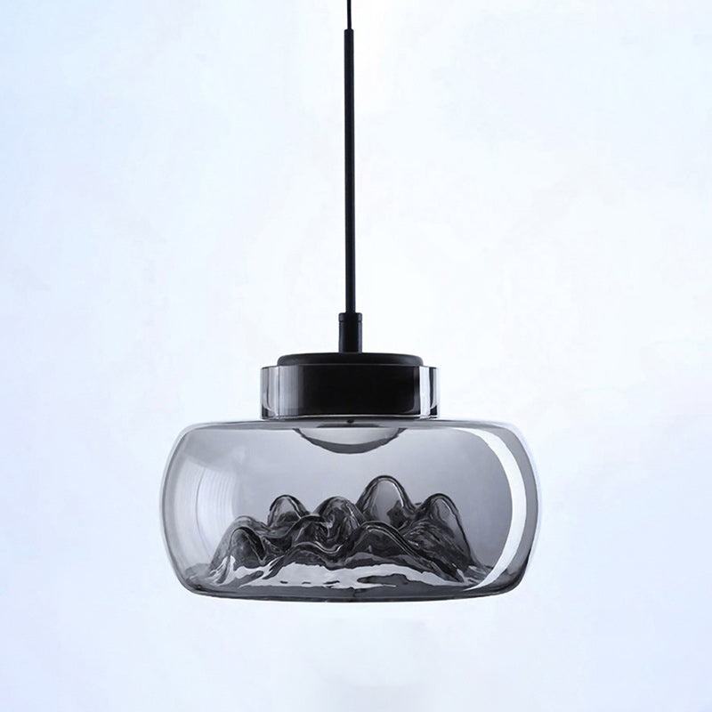 Glacier Textured Smoke Glass Pendant Lamp