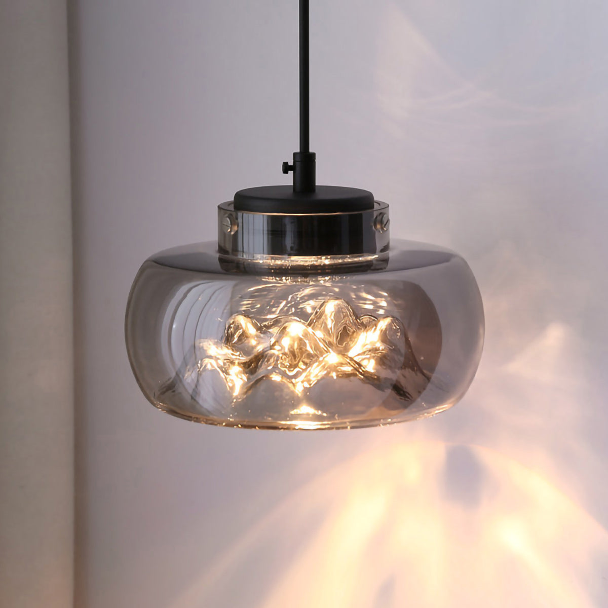 Glacier Textured Smoke Glass Pendant Lamp