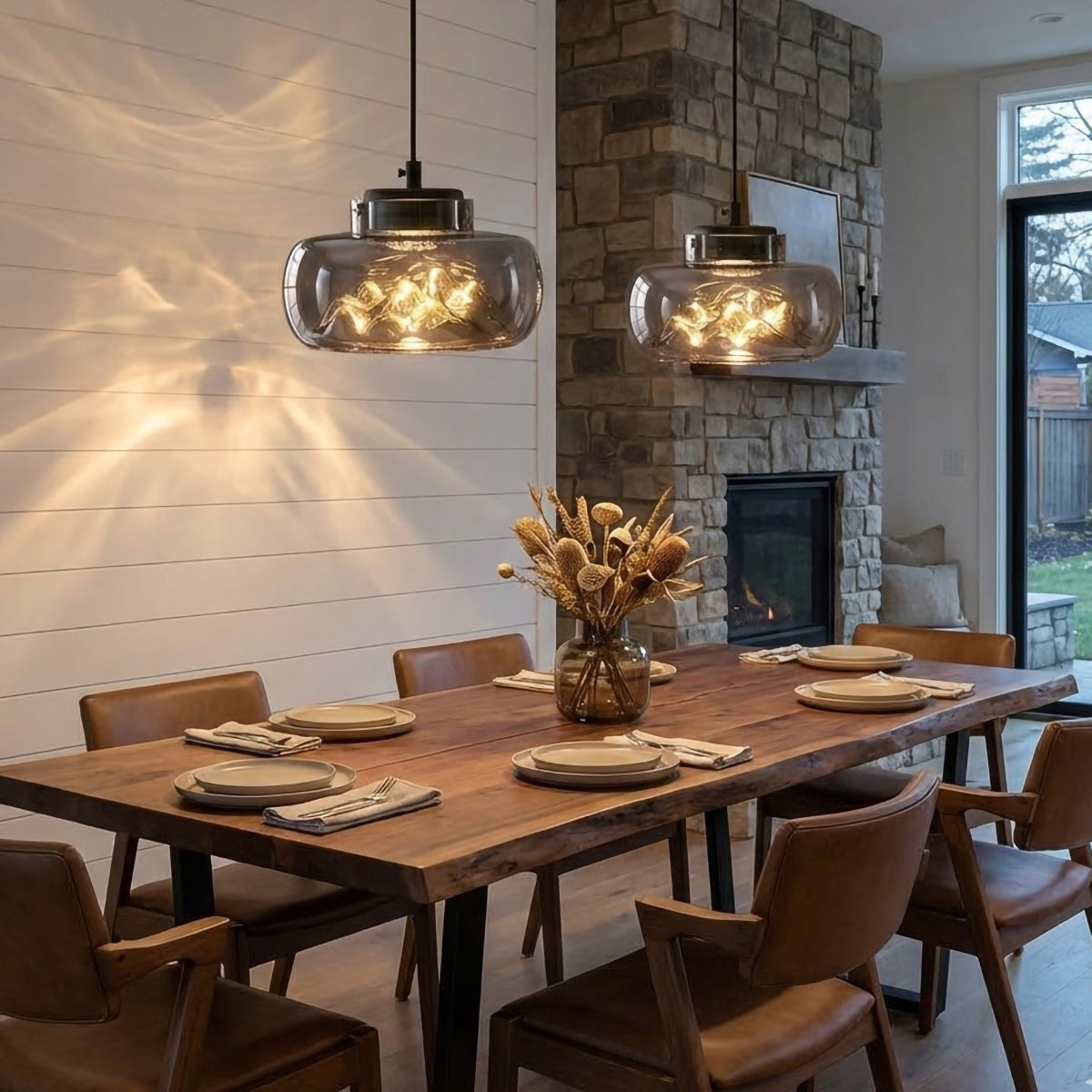 Glacier Textured Smoke Glass Pendant Lamp