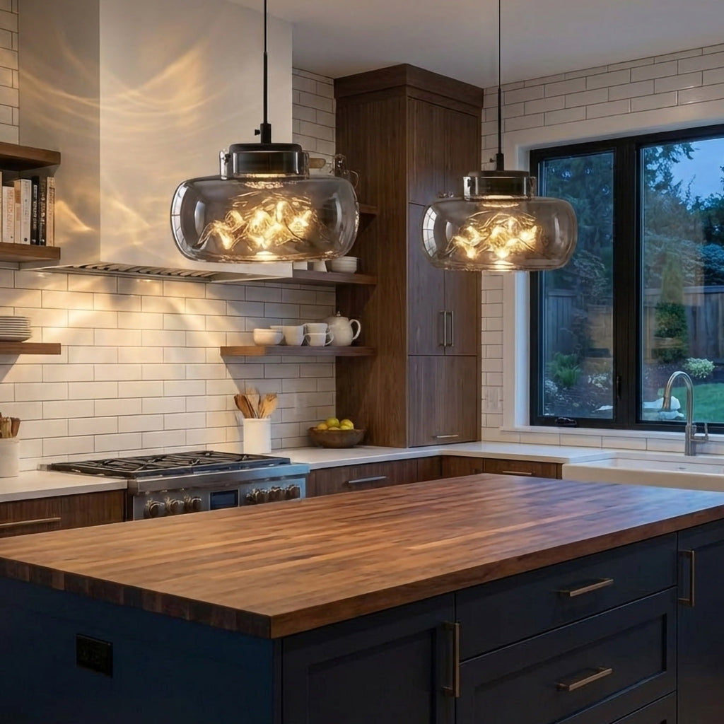 Glacier Textured Smoke Glass Pendant Lamp