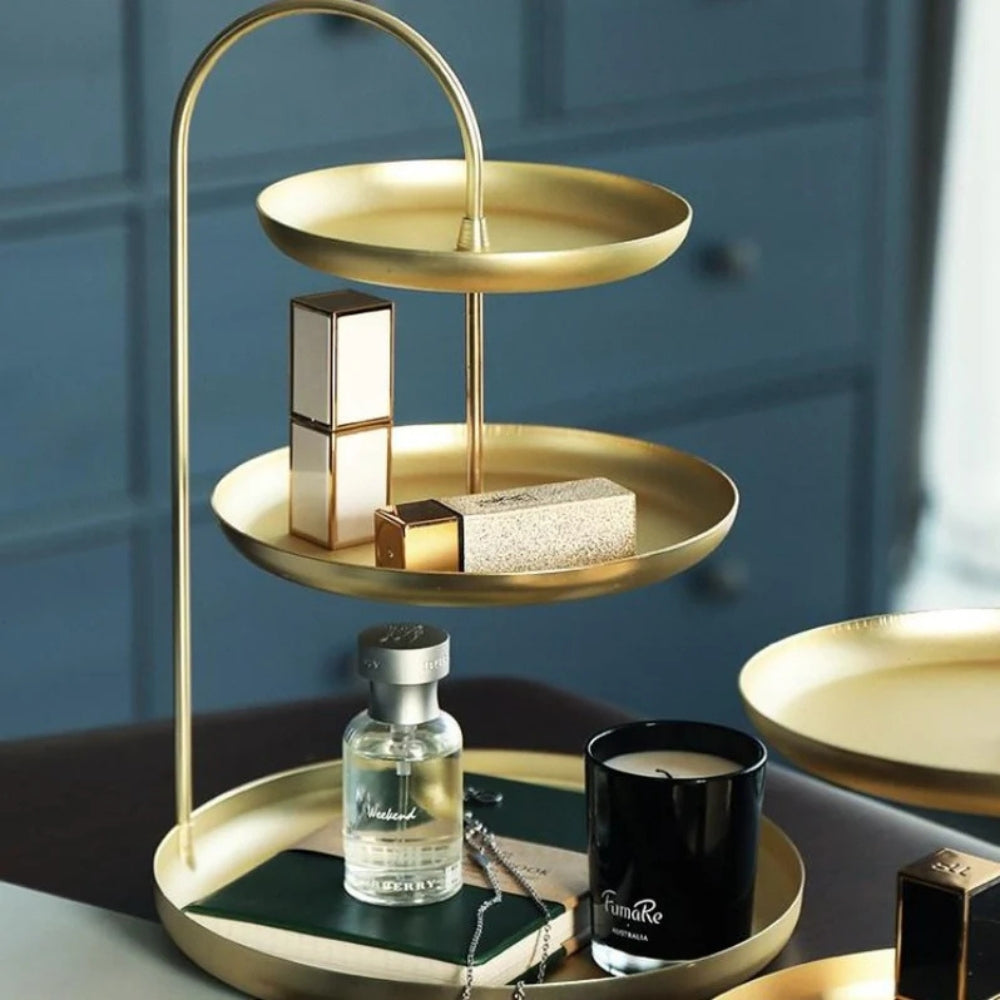 GlanzAkzent: Gold Organizer Stand – Decorative, Sturdy & Ideal for Jewelry & Cosmetics