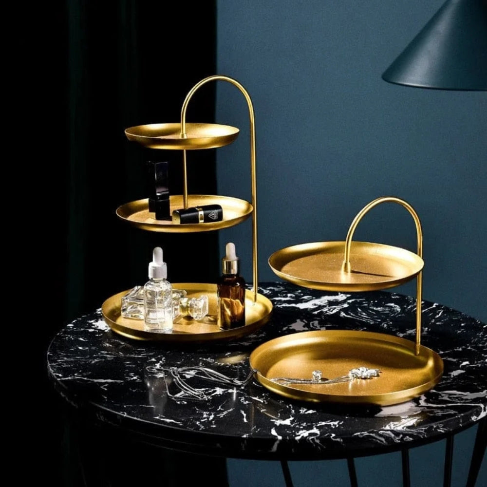GlanzAkzent: Gold Organizer Stand – Decorative, Sturdy & Ideal for Jewelry & Cosmetics