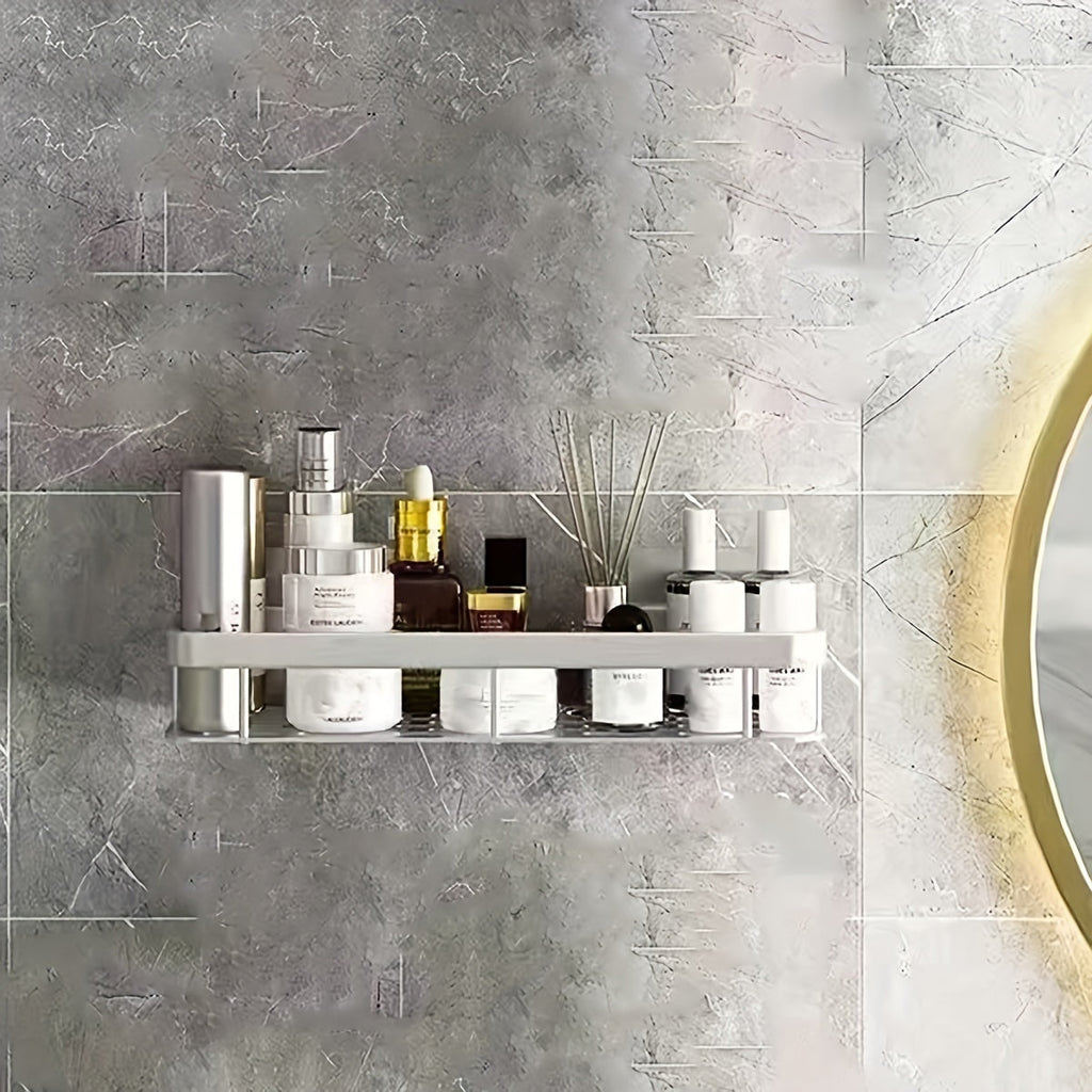 GlanzEcke: Wall Shelf Bathroom – modern aluminum shelf, decorative & hanging without drilling for shower gel & care products