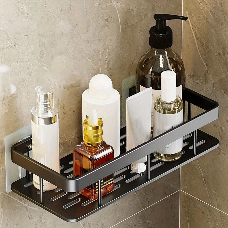 GlanzEcke: Wall Shelf Bathroom – modern aluminum shelf, decorative & hanging without drilling for shower gel & care products