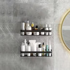 GlanzEcke: Wall Shelf Bathroom – modern aluminum shelf, decorative & hanging without drilling for shower gel & care products