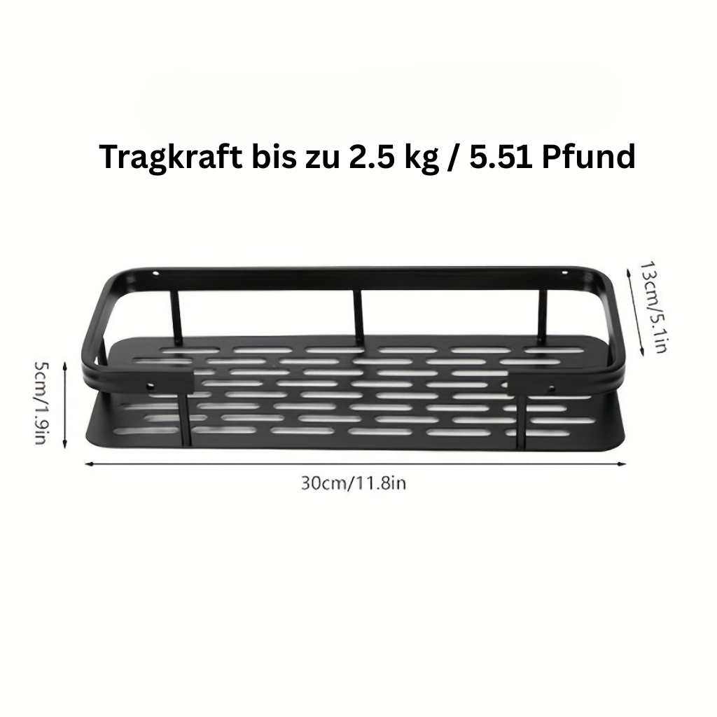 GlanzEcke: Wall Shelf Bathroom – modern aluminum shelf, decorative & hanging without drilling for shower gel & care products