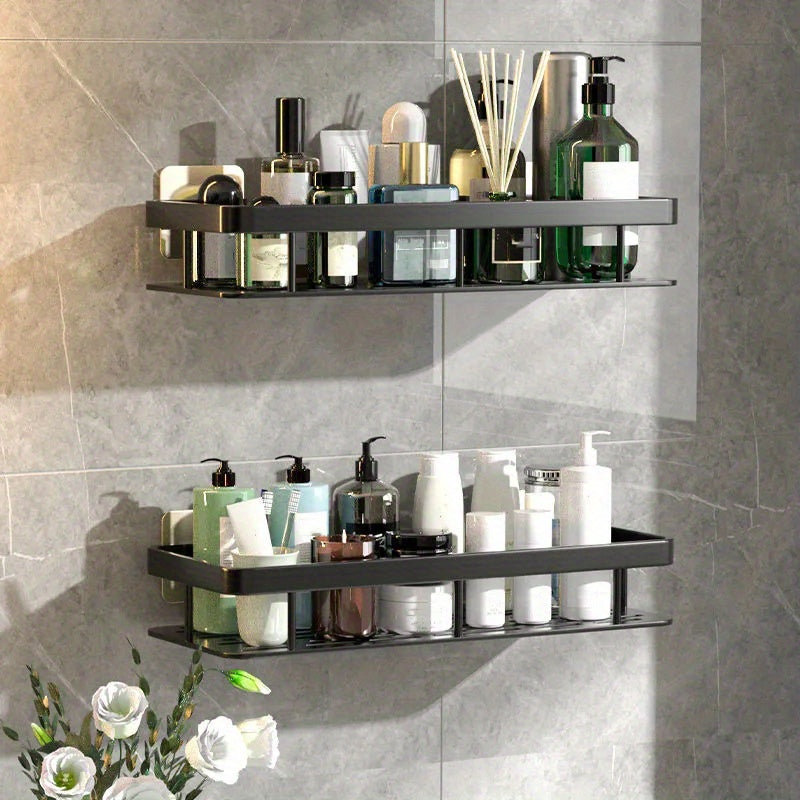 GlanzEcke: Wall Shelf Bathroom – modern aluminum shelf, decorative & hanging without drilling for shower gel & care products