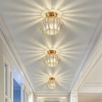 GlanzFlair: Modern Golden Crystal Ceiling Light – Stylish & Bright for Hallway & Dining Room
