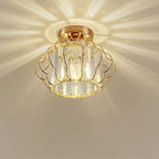 GlanzFlair: Modern Golden Crystal Ceiling Light – Stylish & Bright for Hallway & Dining Room