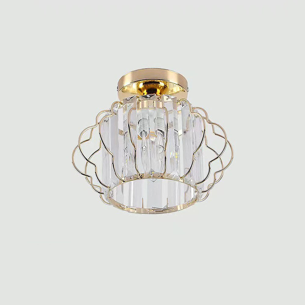GlanzFlair: Modern Golden Crystal Ceiling Light – Stylish & Bright for Hallway & Dining Room