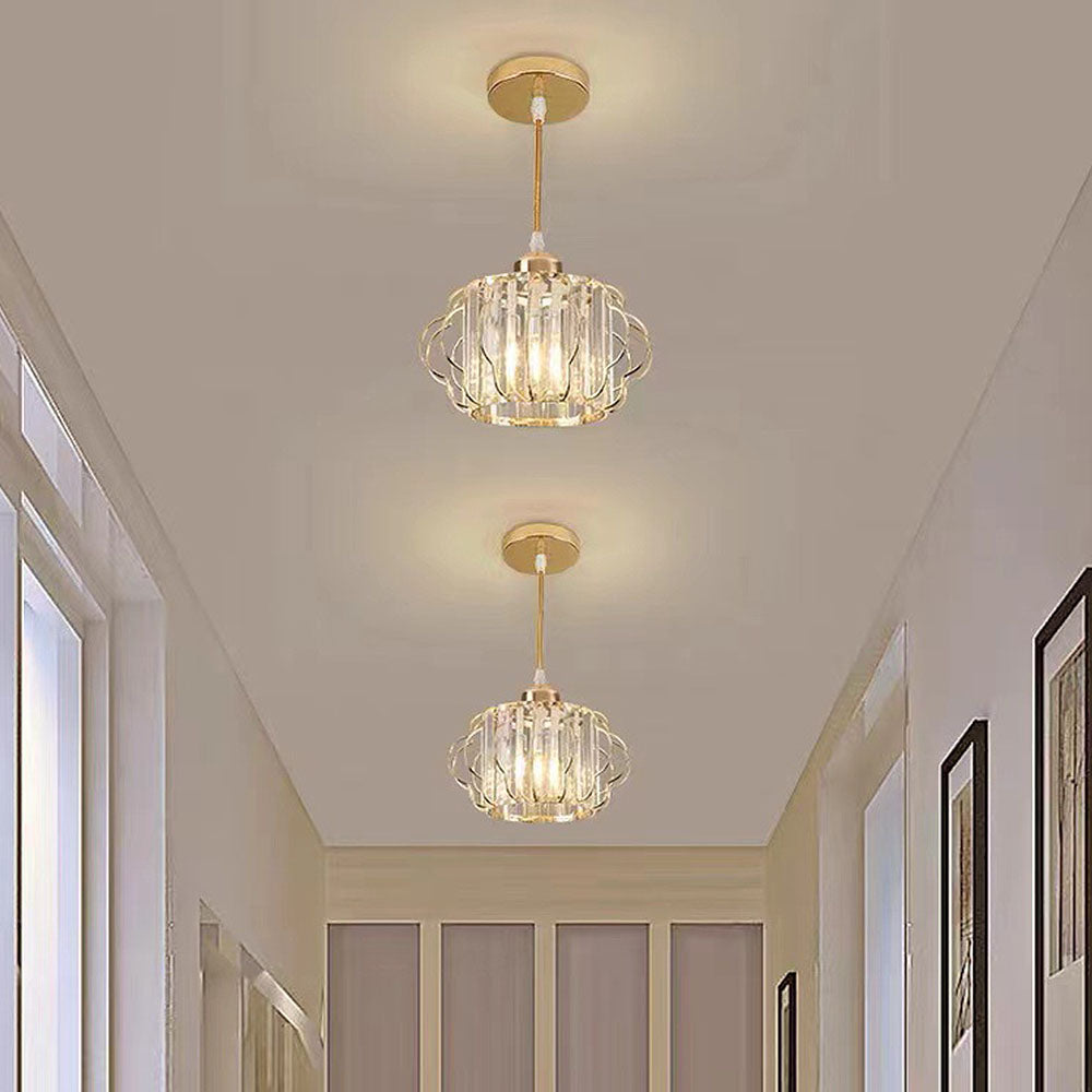 GlanzFlair: Modern Golden Crystal Ceiling Light – Stylish & Bright for Hallway & Dining Room
