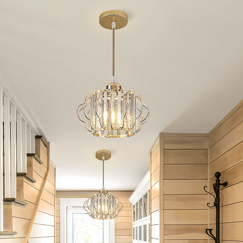 GlanzFlair: Modern Golden Crystal Ceiling Light – Stylish & Bright for Hallway & Dining Room