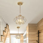 GlanzFlair: Modern Golden Crystal Ceiling Light – Stylish & Bright for Hallway & Dining Room