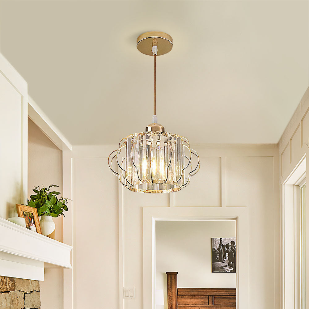 GlanzFlair: Modern Golden Crystal Ceiling Light – Stylish & Bright for Hallway & Dining Room