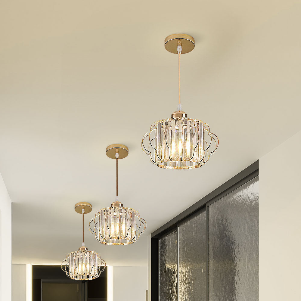 GlanzFlair: Modern Golden Crystal Ceiling Light – Stylish & Bright for Hallway & Dining Room