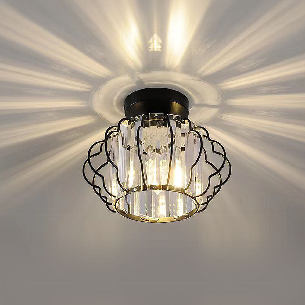GlanzFlair: Modern Golden Crystal Ceiling Light – Stylish & Bright for Hallway & Dining Room