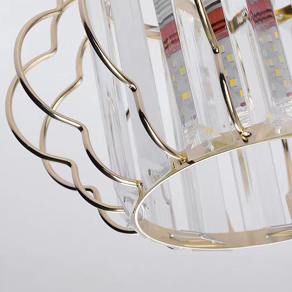 GlanzFlair: Modern Golden Crystal Ceiling Light – Stylish & Bright for Hallway & Dining Room