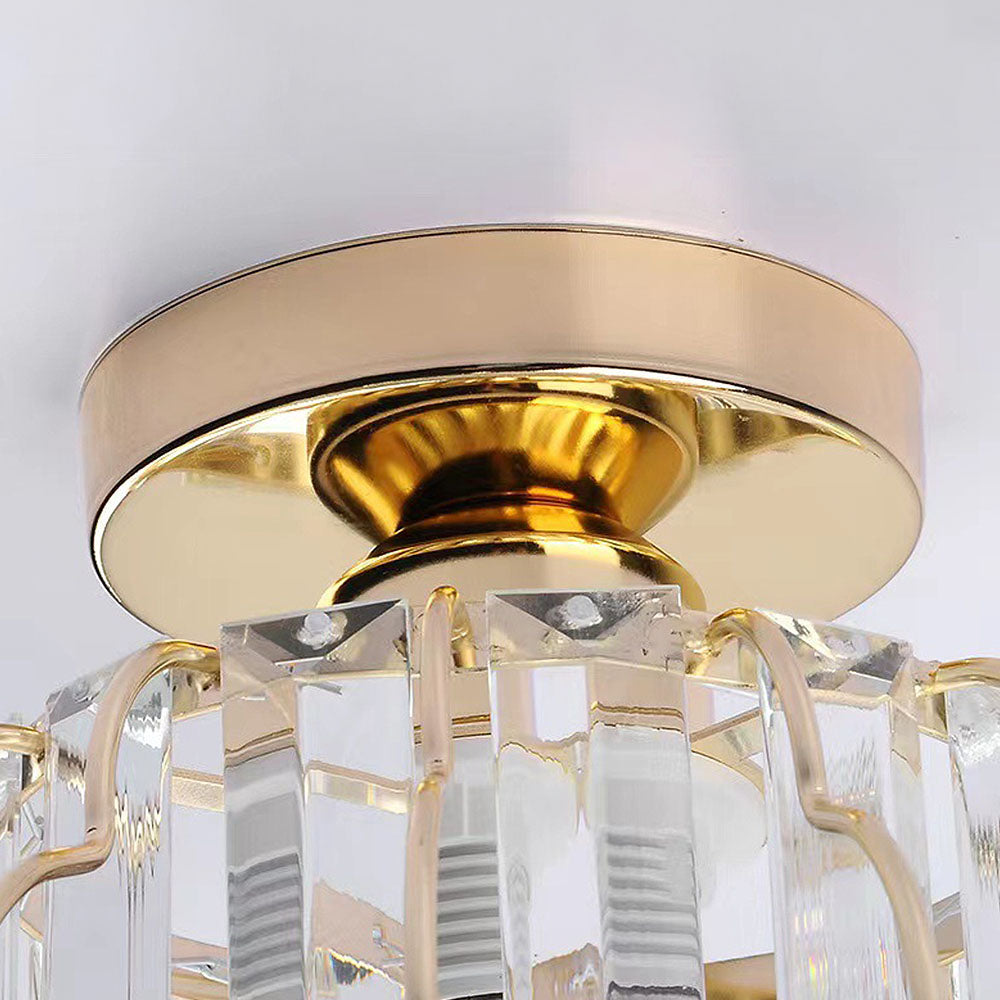 GlanzFlair: Modern Golden Crystal Ceiling Light – Stylish & Bright for Hallway & Dining Room