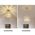 GlanzFlair: Modern Golden Crystal Ceiling Light – Stylish & Bright for Hallway & Dining Room