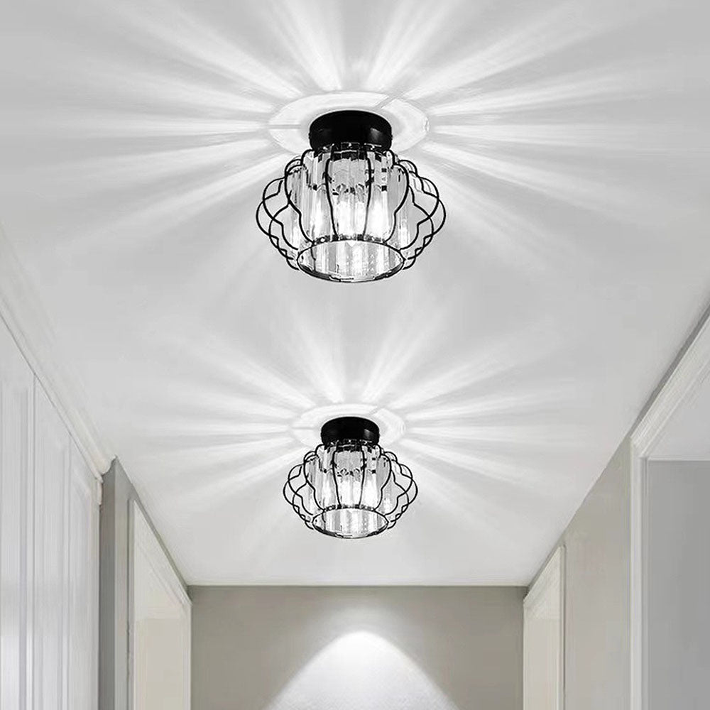 GlanzFlair: Modern Golden Crystal Ceiling Light – Stylish & Bright for Hallway & Dining Room