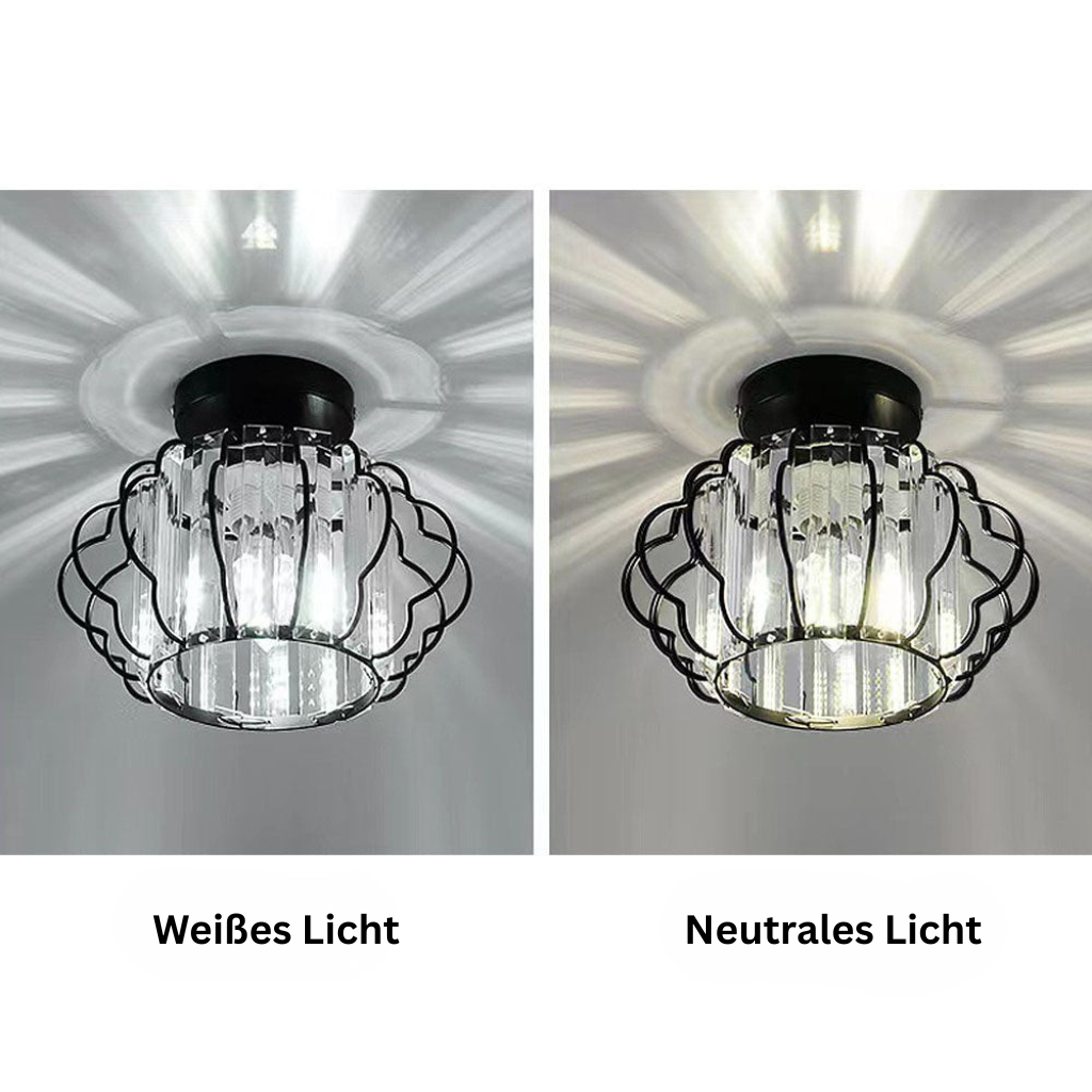 GlanzFlair: Modern Golden Crystal Ceiling Light – Stylish & Bright for Hallway & Dining Room