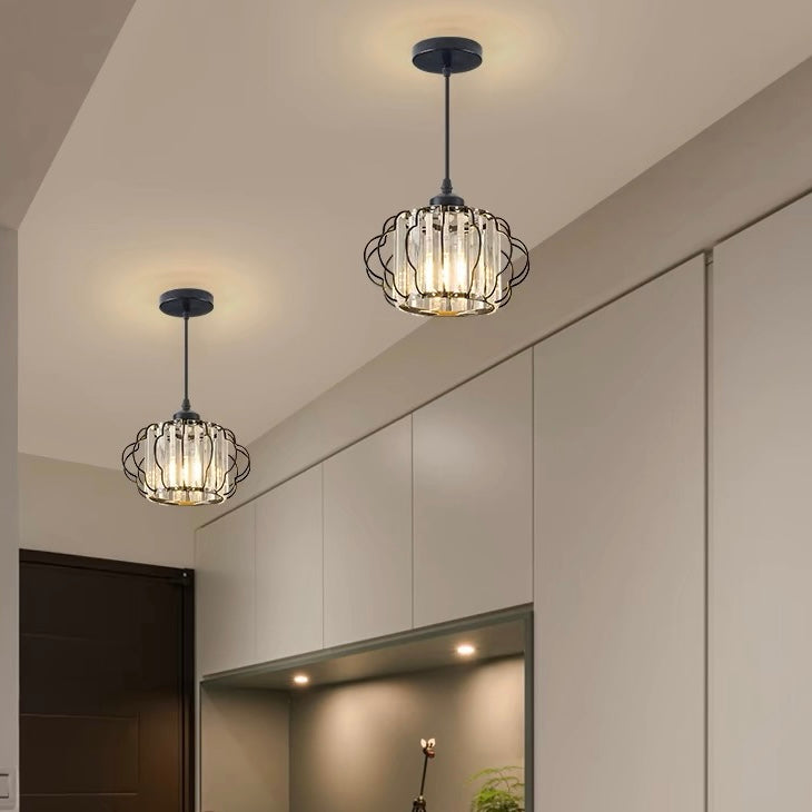 GlanzFlair: Modern Golden Crystal Ceiling Light – Stylish & Bright for Hallway & Dining Room