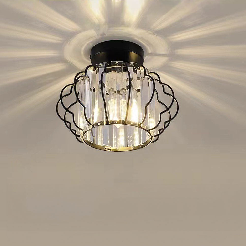 GlanzFlair: Modern Golden Crystal Ceiling Light – Stylish & Bright for Hallway & Dining Room