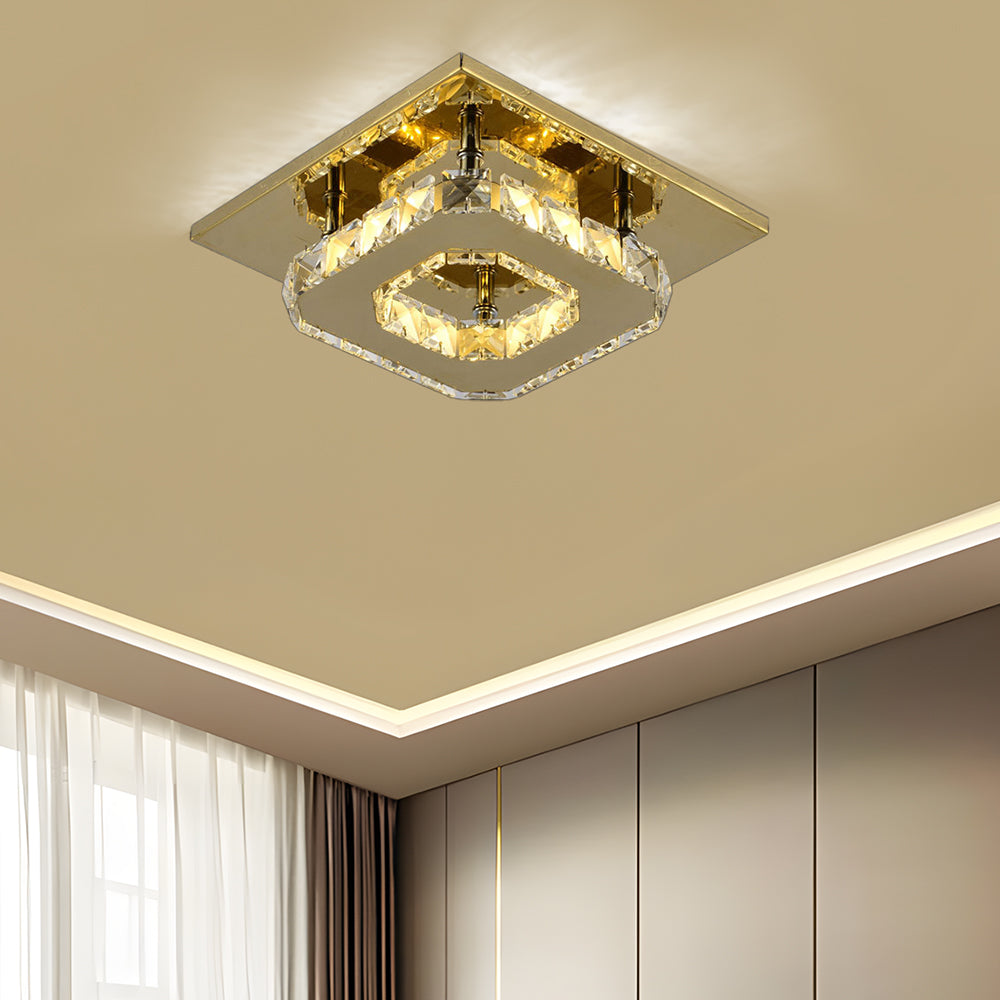 GlanzFlur: Crystal LED Ceiling Light Luxuriously Modern – Decorative & Bright for Hallway & Living Room