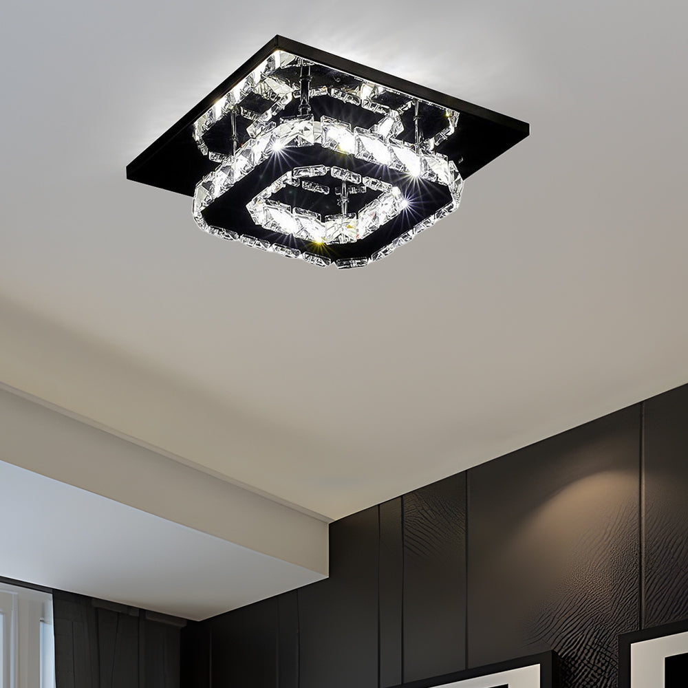 GlanzFlur: Crystal LED Ceiling Light Luxuriously Modern – Decorative & Bright for Hallway & Living Room