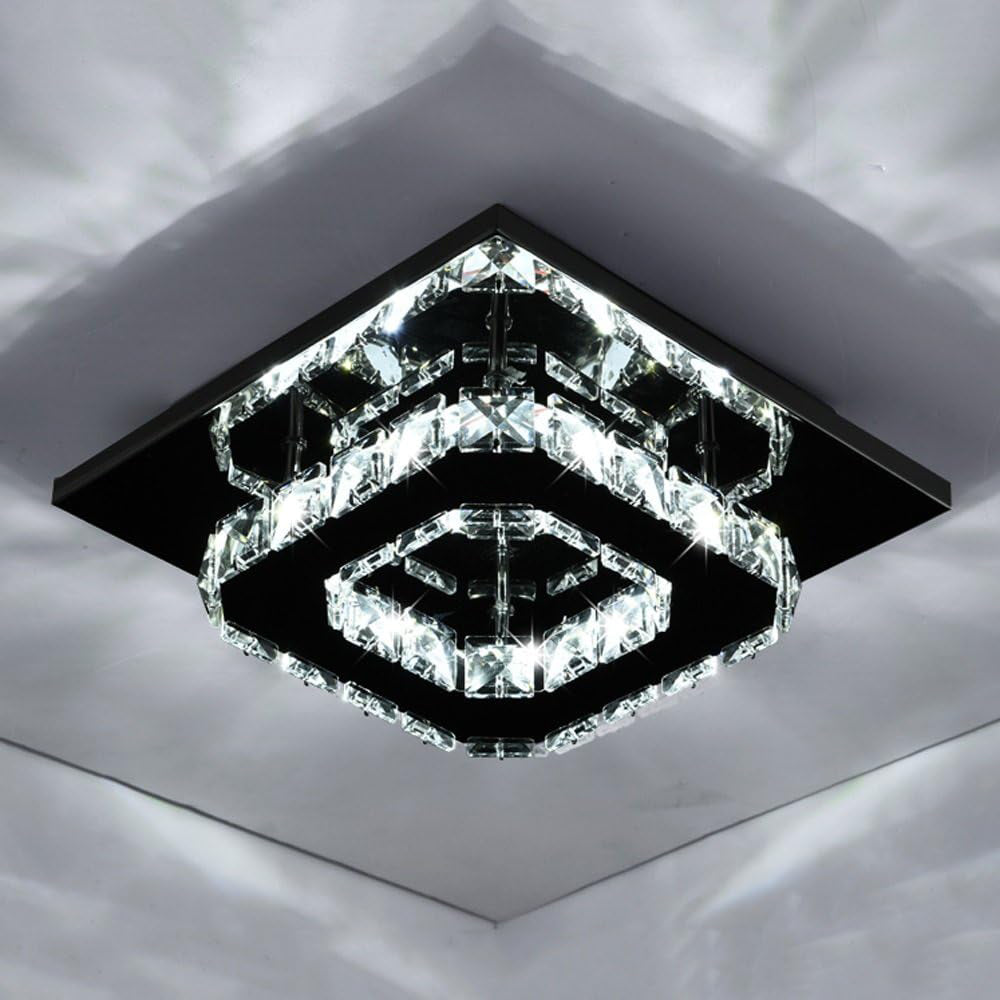 GlanzFlur: Crystal LED Ceiling Light Luxuriously Modern – Decorative & Bright for Hallway & Living Room