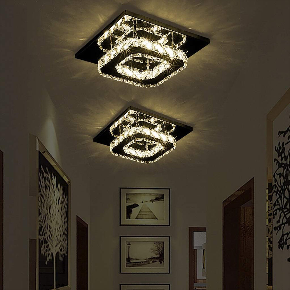 GlanzFlur: Crystal LED Ceiling Light Luxuriously Modern – Decorative & Bright for Hallway & Living Room