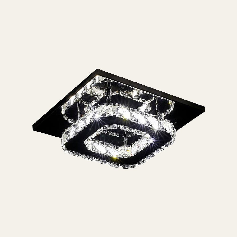 GlanzFlur: Crystal LED Ceiling Light Luxuriously Modern – Decorative & Bright for Hallway & Living Room