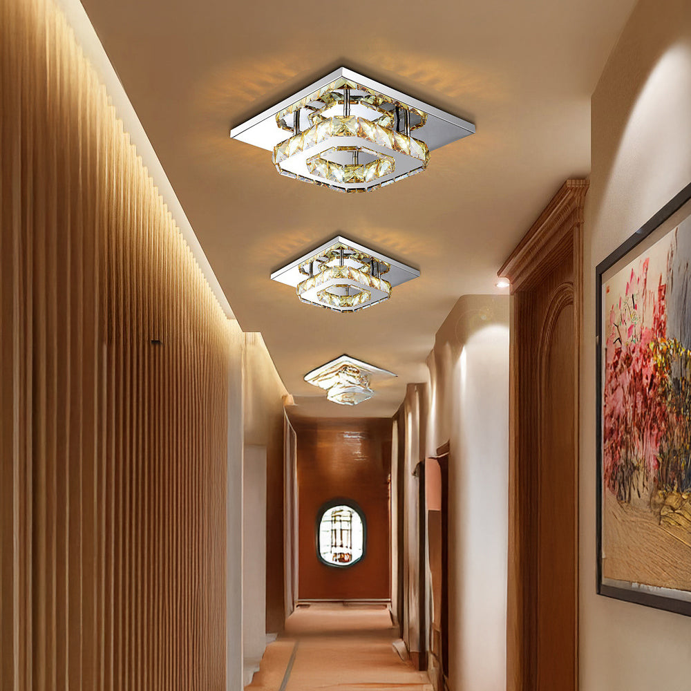GlanzFlur: Crystal LED Ceiling Light Luxuriously Modern – Decorative & Bright for Hallway & Living Room