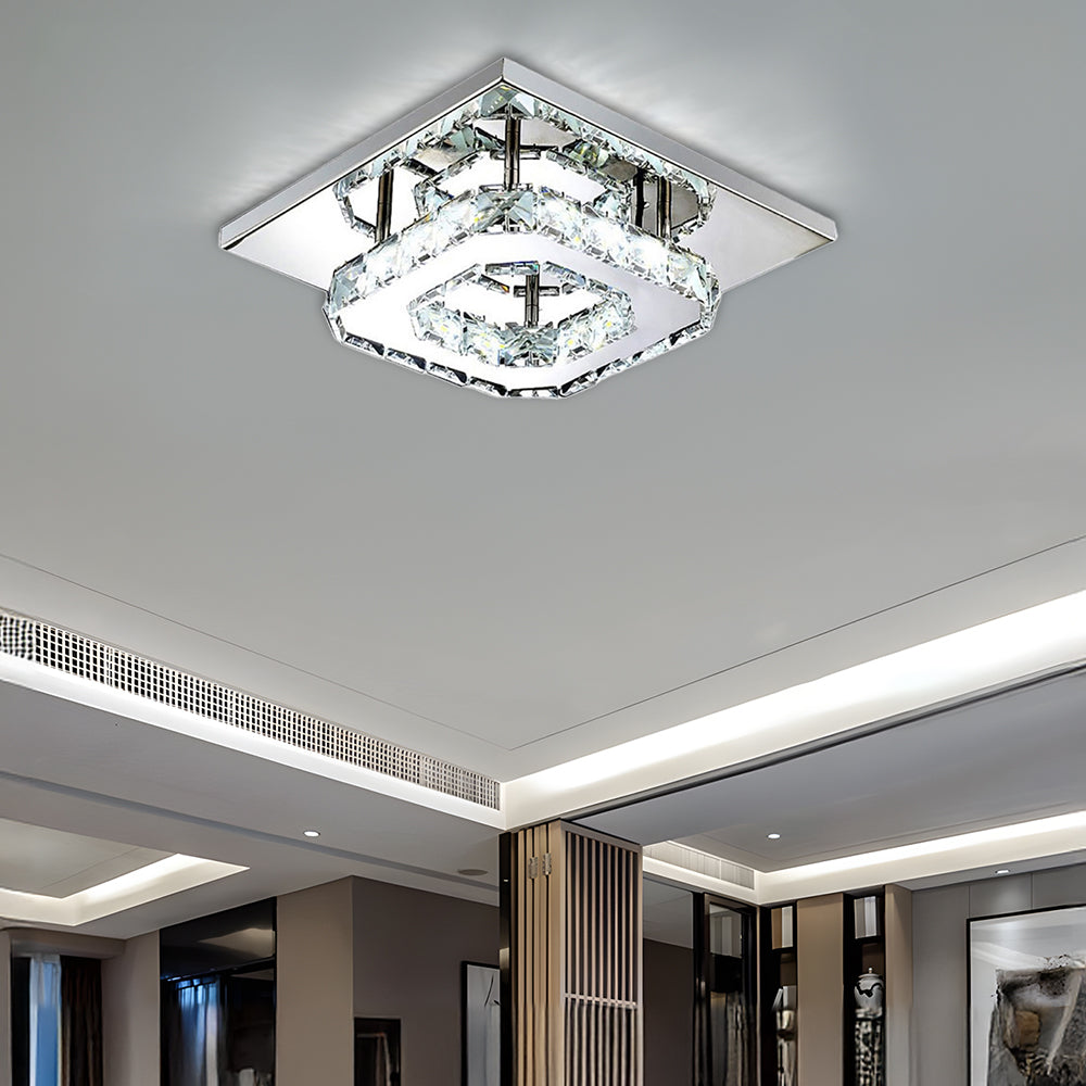 GlanzFlur: Crystal LED Ceiling Light Luxuriously Modern – Decorative & Bright for Hallway & Living Room