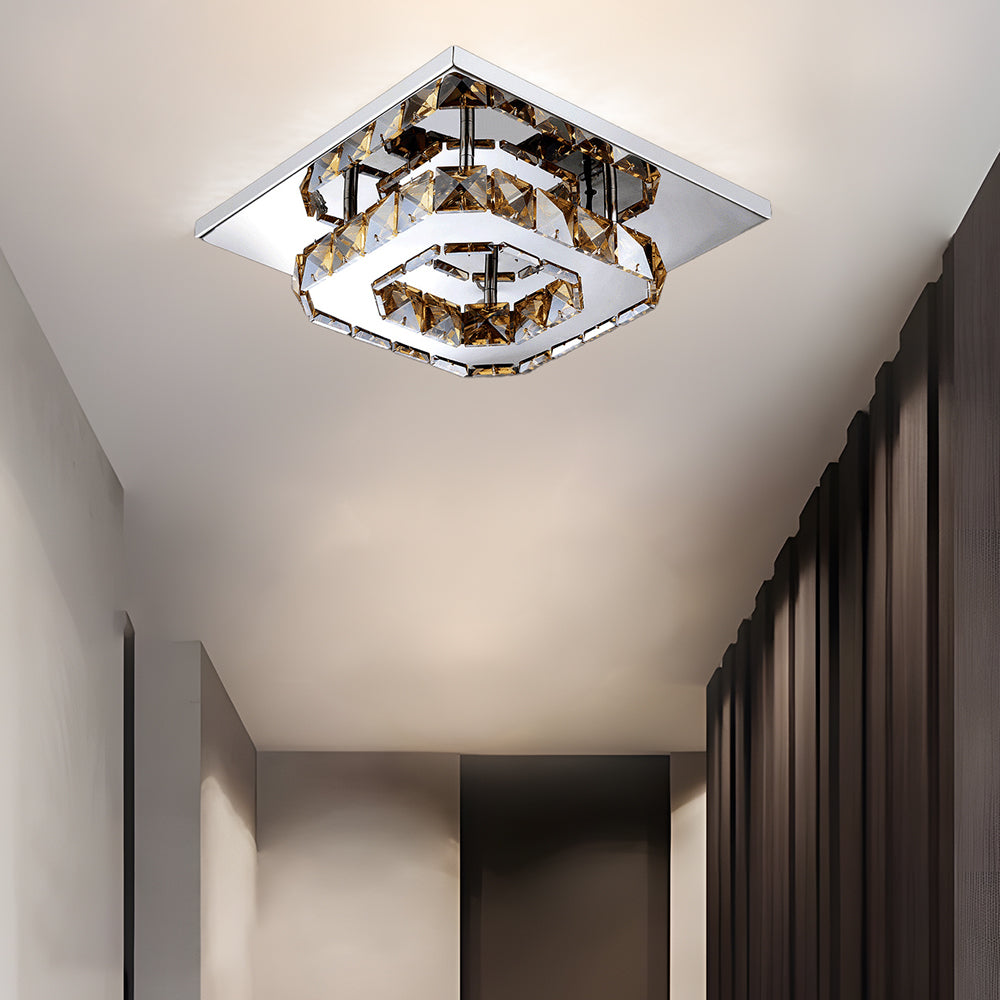 GlanzFlur: Crystal LED Ceiling Light Luxuriously Modern – Decorative & Bright for Hallway & Living Room