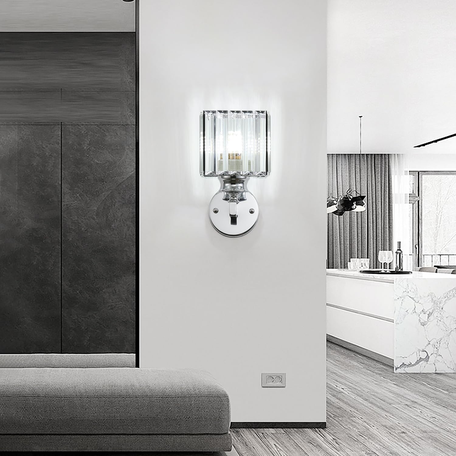 GlanzForma: Crystal Wall Light Round & Square – Decorative & Energy Efficient for Hallway & Dining Room