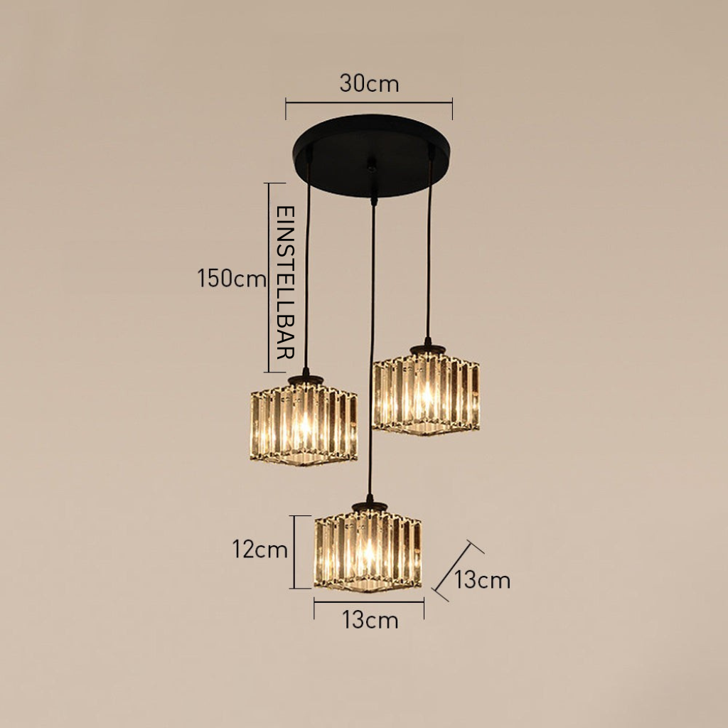 GlanzInsel: Designer Crystal Chandelier 3-Light – Elegant & Bright for Kitchen & Dining Area