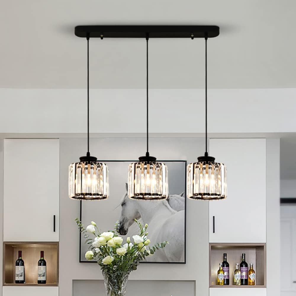 GlanzInsel: Designer Crystal Chandelier 3-Light – Elegant & Bright for Kitchen & Dining Area